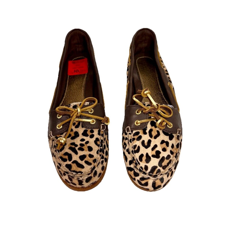 Sperry Top-Sider Audrey Leopard Pony Hair Slip-On Deck Flat Shoes Womens Sz 10